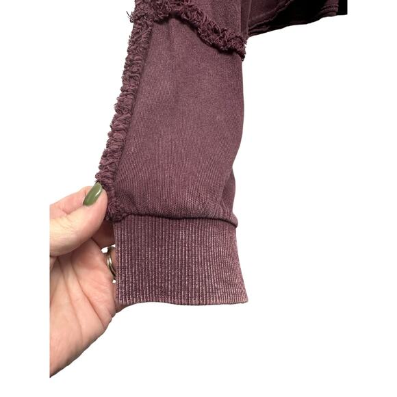 FP Movement by Free People Purple Ruffle Sleeve Cropped Pullover S Oversized - Picture 3 of 9